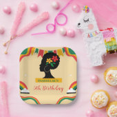 かわいいアフロ女性アフリカ系アメリカ人の女の子誕生日 ペーパープレート (パーティー)