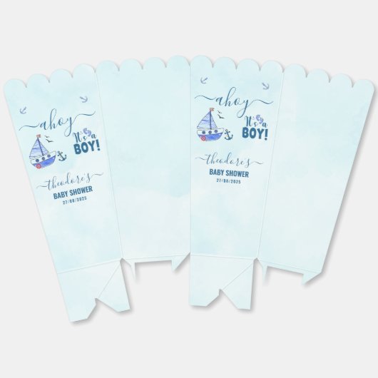 かわいいアホイ男の子の帆船の赤航海のちゃんシャワー フェイバーボックス (見開き)