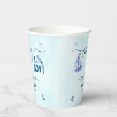 かわいいアホイ男の子の帆船の赤航海のちゃんシャワー 紙コップ (右)