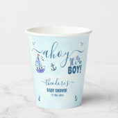 かわいいアホイ男の子の帆船の赤航海のちゃんシャワー 紙コップ (正面)