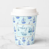 かわいいアホイ男の子の帆船の赤航海のちゃんシャワー 紙コップ (裏面)