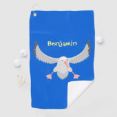 かわいいアホウドリ飛んでいるのイラストレーション ゴルフタオル (インサイチュ)