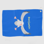 かわいいアホウドリ飛んでいるのイラストレーション ゴルフタオル (横)