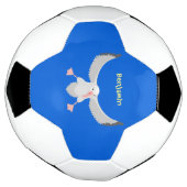 かわいいアホウドリ飛んでいるのイラストレーション サッカーボール (回転)