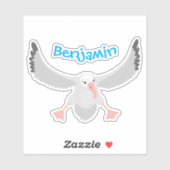 かわいいアホウドリ飛んでいるのイラストレーション シール (シート)