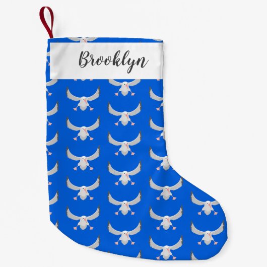かわいいアホウドリ飛んでいるのイラストレーション スモールクリスマスストッキング (正面)