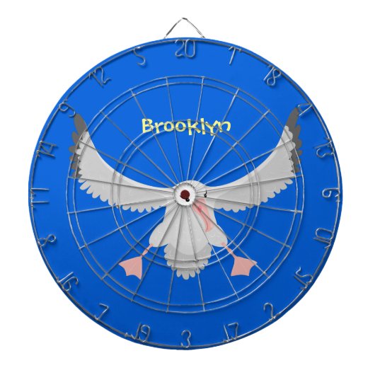 かわいいアホウドリ飛んでいるのイラストレーション ダーツボード (正面)