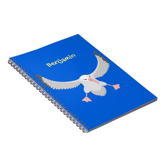 かわいいアホウドリ飛んでいるのイラストレーション ノートブック (右側)