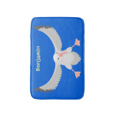 かわいいアホウドリ飛んでいるのイラストレーション バスマット (正面縦)