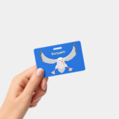 かわいいアホウドリ飛んでいるのイラストレーション バッジ (手持ち)