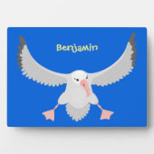 かわいいアホウドリ飛んでいるのイラストレーション フォトプラーク (正面)