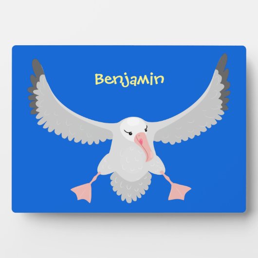 かわいいアホウドリ飛んでいるのイラストレーション フォトプラーク (正面)