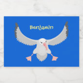 かわいいアホウドリ飛んでいるのイラストレーション フードラベル (シングルラベル)