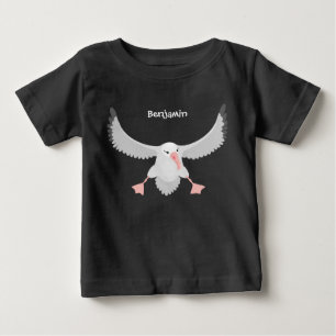 かわいいアホウドリ飛んでいるのイラストレーション ベビーTシャツ