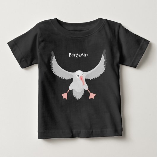 かわいいアホウドリ飛んでいるのイラストレーション ベビーTシャツ (正面)