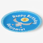 かわいいアホウドリ飛んでいるのイラストレーション ペーパープレート (アングル)