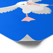 かわいいアホウドリ飛んでいるのイラストレーション ポスター (角)