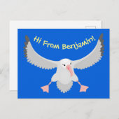 かわいいアホウドリ飛んでいるのイラストレーション ポストカード (正面/裏面)