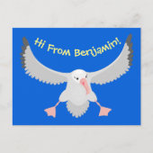 かわいいアホウドリ飛んでいるのイラストレーション ポストカード (正面)