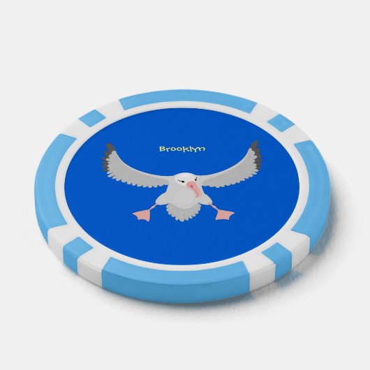 かわいいアホウドリ飛んでいるのイラストレーション ポーカーチップ (シングル)