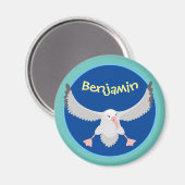 かわいいアホウドリ飛んでいるのイラストレーション マグネット (正面/裏面)