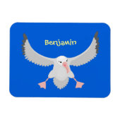 かわいいアホウドリ飛んでいるのイラストレーション マグネット (横)