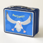 かわいいアホウドリ飛んでいるのイラストレーション メタルランチボックス (裏面)
