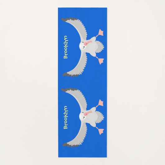 かわいいアホウドリ飛んでいるのイラストレーション ヨガマット (正面)