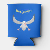 かわいいアホウドリ飛んでいるのイラストレーション 缶クーラー (正面)