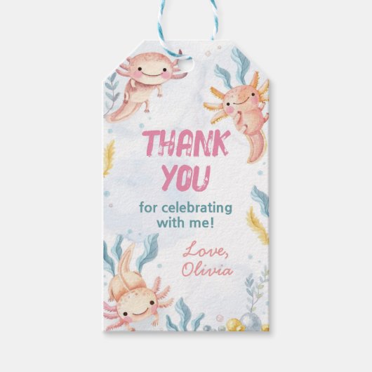 かわいいアホロトルちゃんの誕生日感謝タグ ギフトタグ (正面)