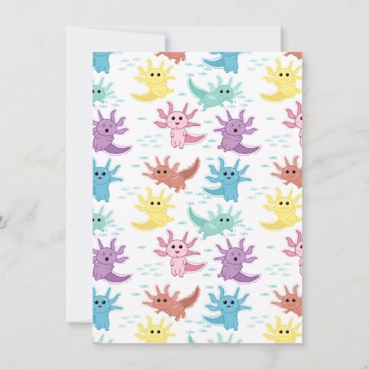 かわいいアホロトルの幼児 かわいいイモリの幼児 女の子 サンキューカード (裏面)