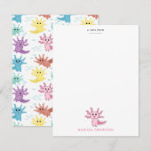 かわいいアホロトル子供用デザイン キッズ サラマンダー デザイン 女の子 ノートカード (正面/裏面)