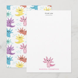 かわいいアホロトル子供用デザイン 女の子 サンキューカード