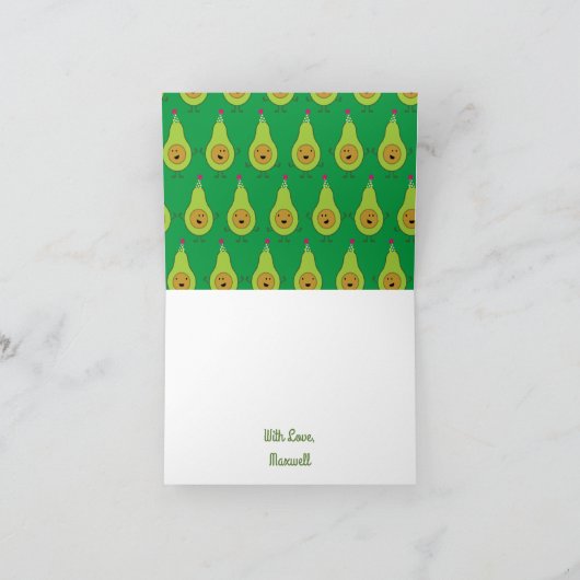 かわいいアボカドありがとう1st誕生日カード カード (内部)