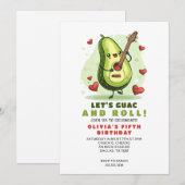 かわいいアボカドのカスタム誕生日 招待状 (正面/裏面)