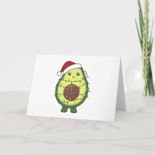 かわいいアボカドのクリスマスイルミネーション シーズンカード (正面)