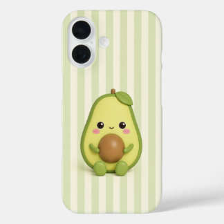 かわいいアボカドのグリーンストライプス スマホケース iPhone 16ケース