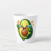 かわいいアボカドの喜びの涙ステッカー カフェラテマグ (正面)