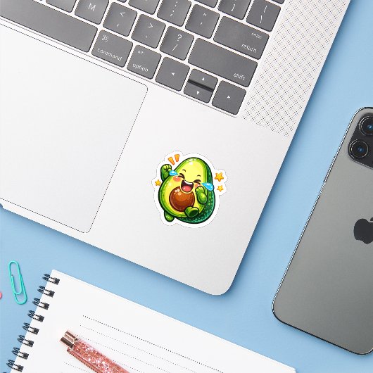 かわいいアボカドの喜びの涙ステッカーS シール (ノートパソコンとiPhone)