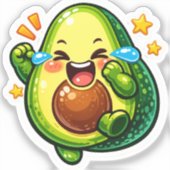 かわいいアボカドの喜びの涙ステッカーS シール (正面)