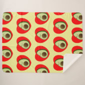 かわいいアボカドの漫画赤いハート シェルパブランケット (正面(横))