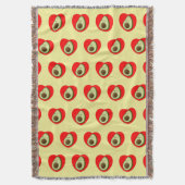 かわいいアボカドの漫画赤いハート スローブランケット (正面縦)