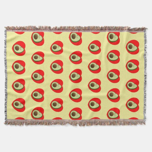 かわいいアボカドの漫画赤いハート スローブランケット (正面)