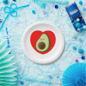 かわいいアボカドの漫画赤いハート ペーパープレート (パーティー)