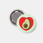 かわいいアボカドの漫画赤いハート マグネット (正面/裏面)