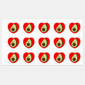 かわいいアボカドの漫画赤いハート ラベル (シート)