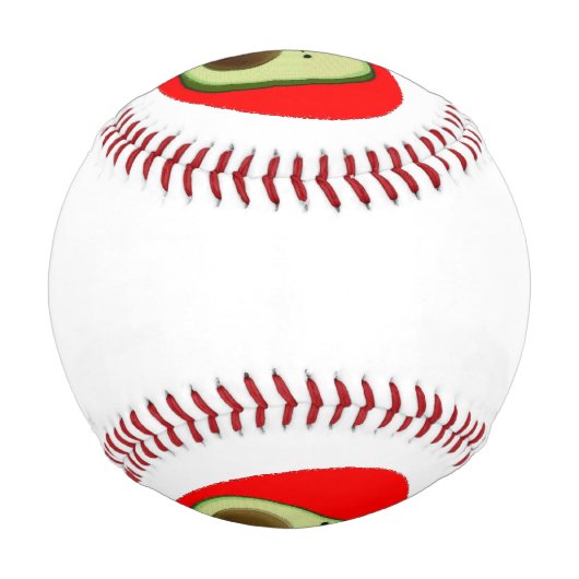 かわいいアボカドの漫画赤いハート 野球ボール (裏面)