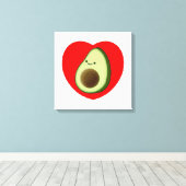 かわいいアボカドの赤いハート キャンバスプリント (インサイチュ (ウッドフロア))