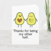 かわいいアボカドカップル記念日カード カード (正面)