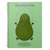 かわいいアボカドジャンプロープアニメイラストレーション ノートブック (正面)